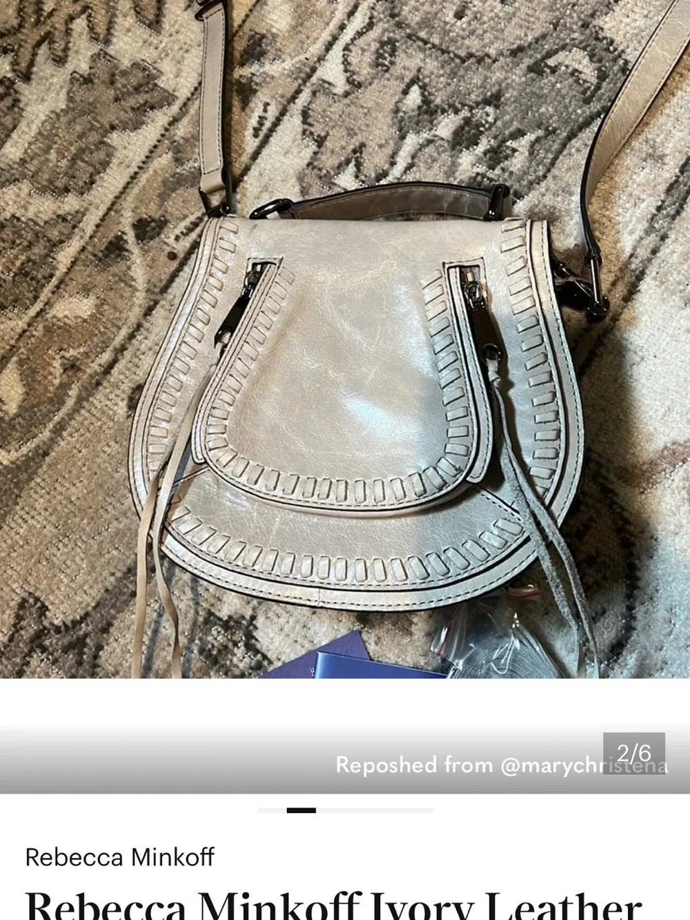 Rebecca Minkoff Ivory Braided Saddle Crossbody#033